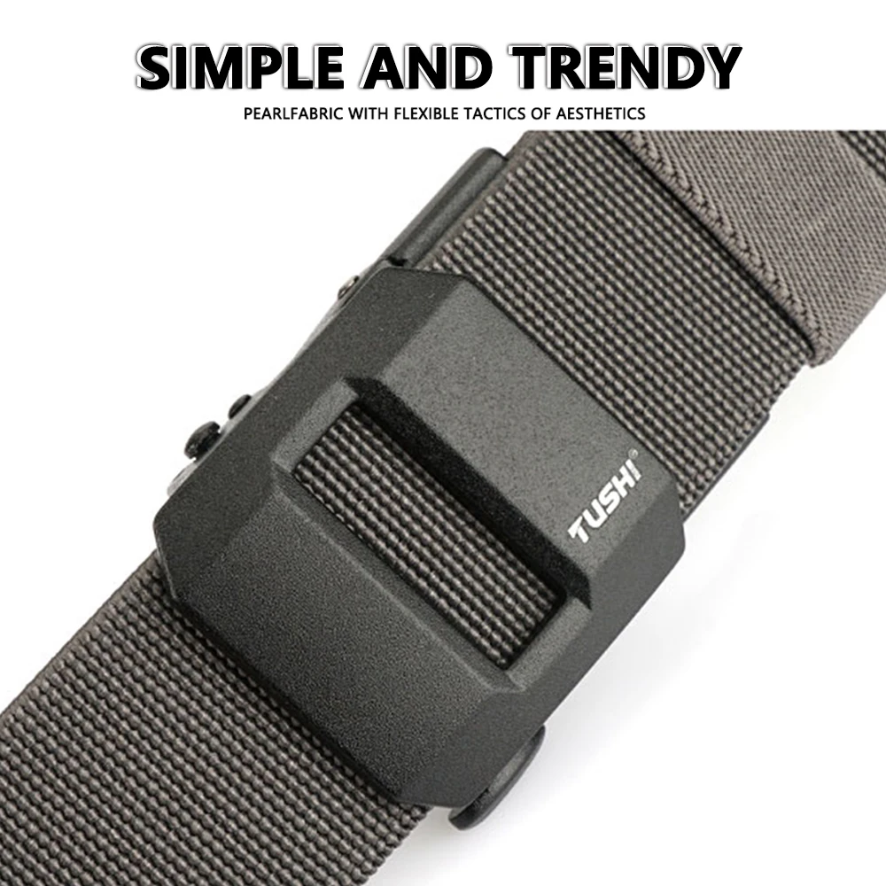 TUSHI New Golf Sports Elastic Belt Tactical Belt Metal Automatic Buckle Stretch Nylon Men Military Belt 120-150CM Big Size Belts
