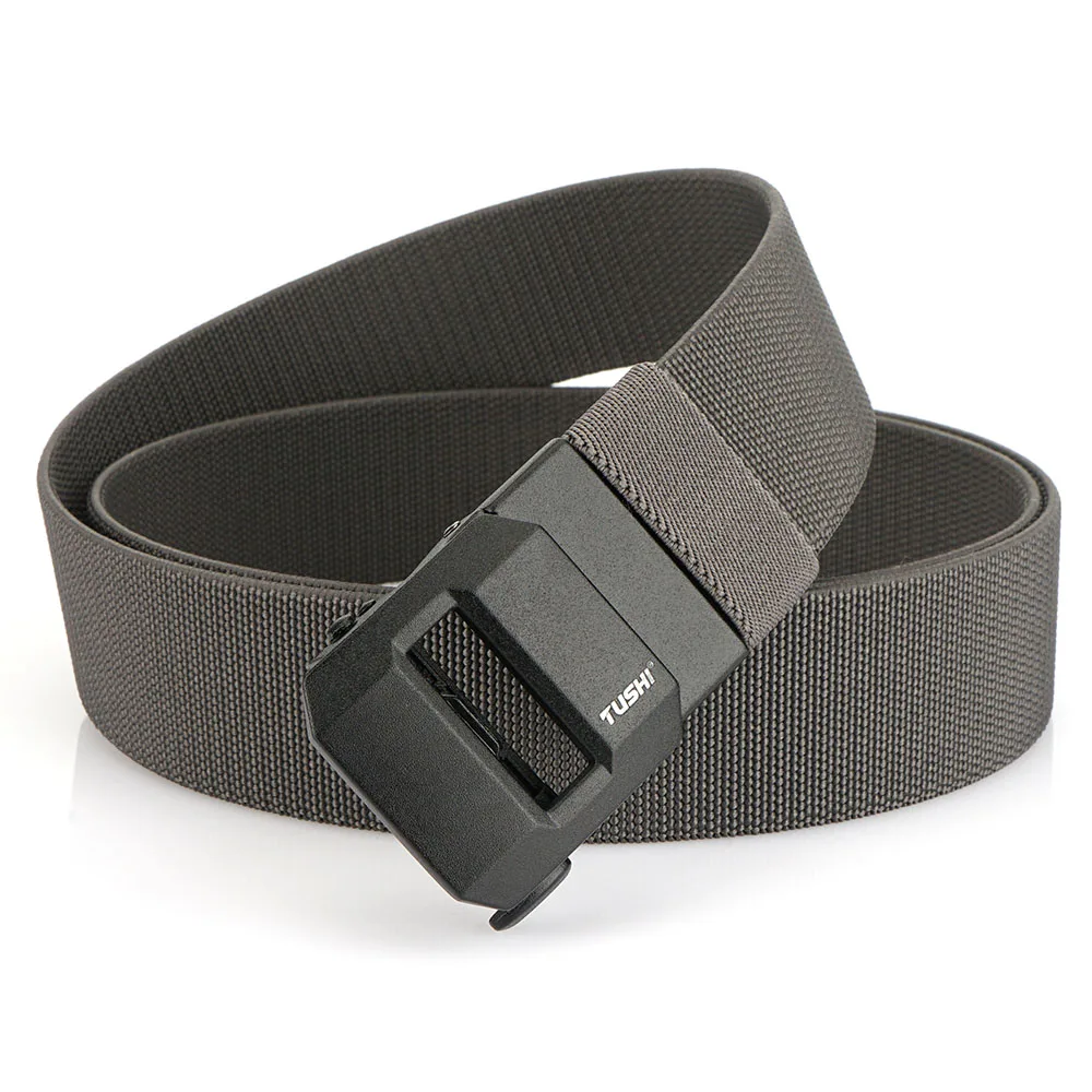 TUSHI New Golf Sports Elastic Belt Tactical Belt Metal Automatic Buckle Stretch Nylon Men Military Belt 120-150CM Big Size Belts