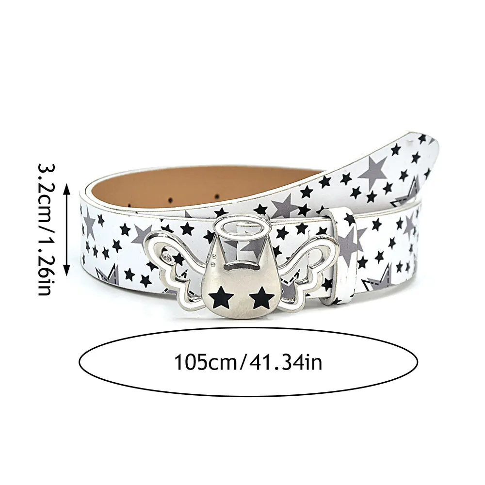 Y2k Star Women's Belt Dopamine Cat Metal Pin Buckle Waist Belt Gothic Pink PU Leather Jeans Belt Trendy Y2k Waistband