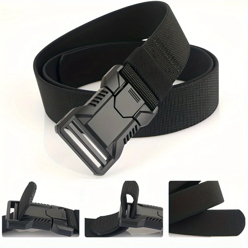 New Unisex Elastic Belt Hard Metal Buckle Quick Release Tough Stretch Nylon Men's Military Tactical Belt Casual Waistband