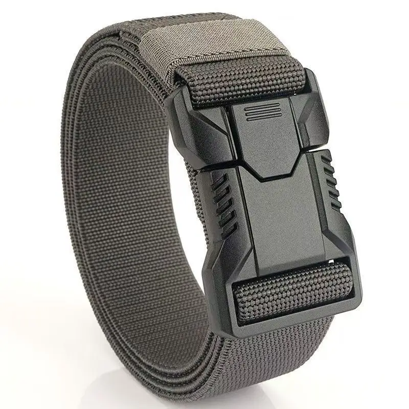 New Unisex Elastic Belt Hard Metal Buckle Quick Release Tough Stretch Nylon Men's Military Tactical Belt Casual Waistband