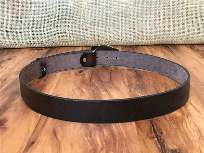 Brass Cowboy Belt Buckle Luxury Men Leather Belt Ceinture Homme Yellow Belts For Men Wide Male Strap Jeans Waist MBT0537