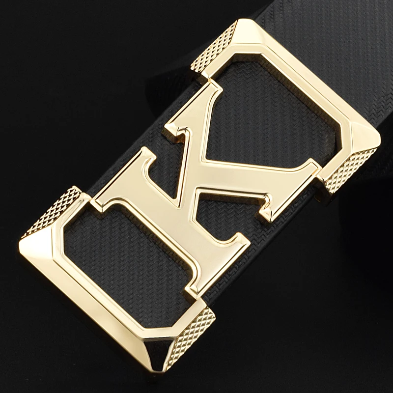 High Quality White Belt Boy Fashion Designer Casual Coskin Leather Metal Buckle Belt K Letter Men Belt