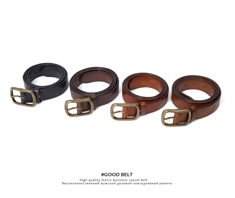 MEDYLA Vintage Luxury Handmade Leather Copper Buckle Man's Belt Cowhide Retro All-match Casual Jeans Soft Belt 21404