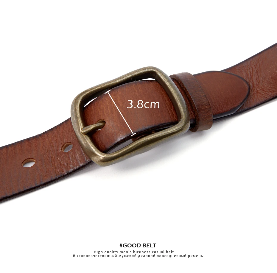 MEDYLA Vintage Luxury Handmade Leather Copper Buckle Man's Belt Cowhide Retro All-match Casual Jeans Soft Belt 21404