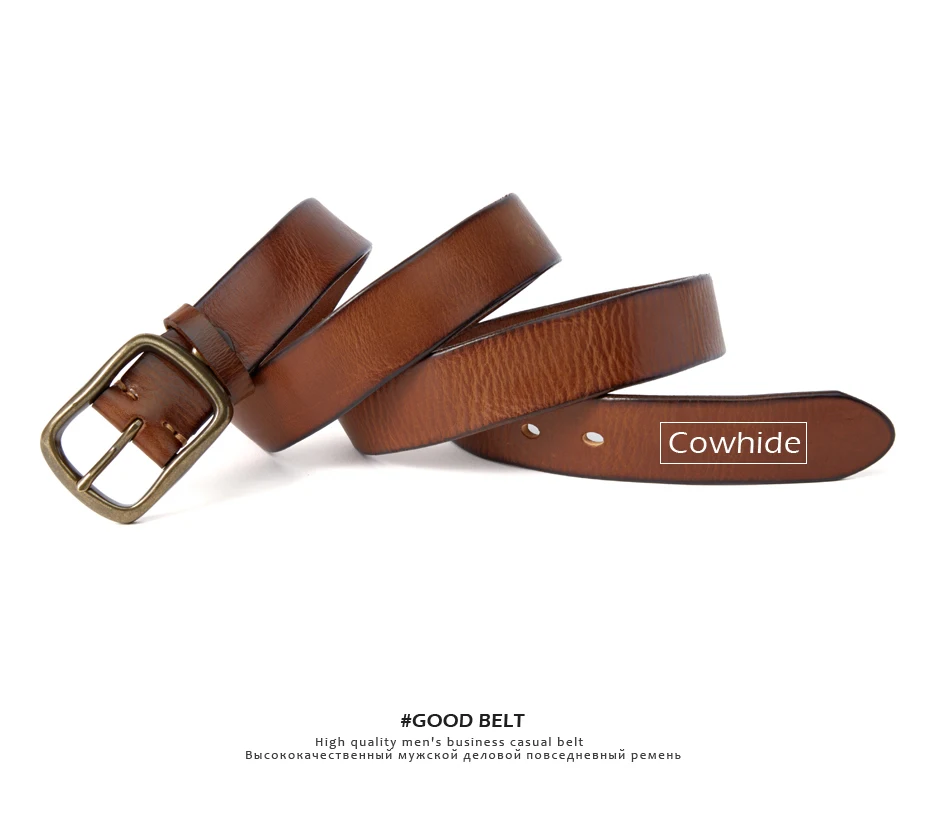 MEDYLA Vintage Luxury Handmade Leather Copper Buckle Man's Belt Cowhide Retro All-match Casual Jeans Soft Belt 21404