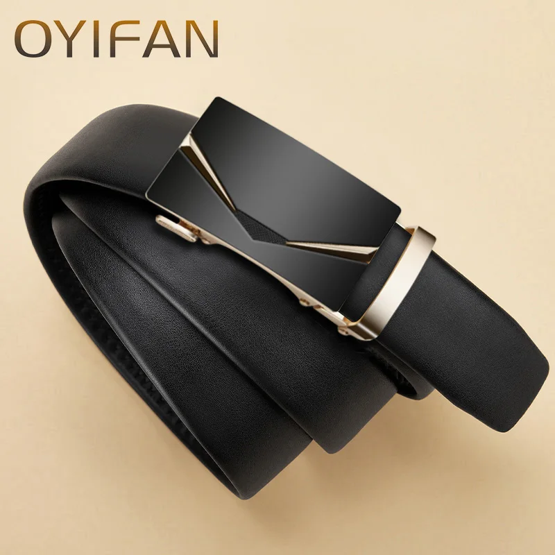 OYIFAN Men's belt business fashion belt high quality genuine leather belt, adjustable automatic belt for men