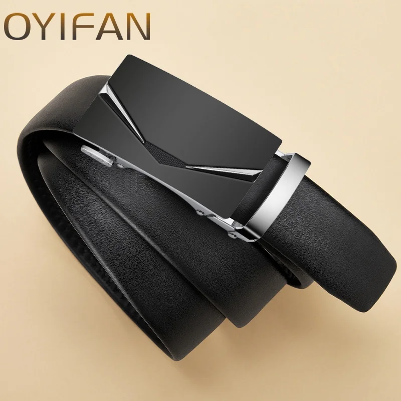 OYIFAN Men's belt business fashion belt high quality genuine leather belt, adjustable automatic belt for men