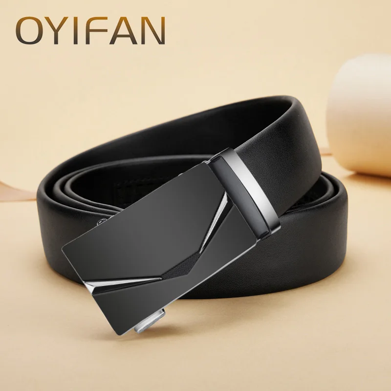 OYIFAN Men's belt business fashion belt high quality genuine leather belt, adjustable automatic belt for men