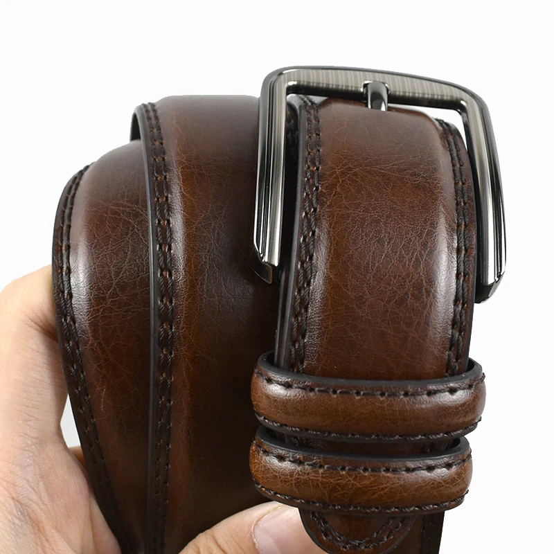 1Pc Deepeel 37mm Wide Leather Men's Belt Business Casual Pin Buckle Waist Belts 110-130cm Man Waistband for Jeans Pants
