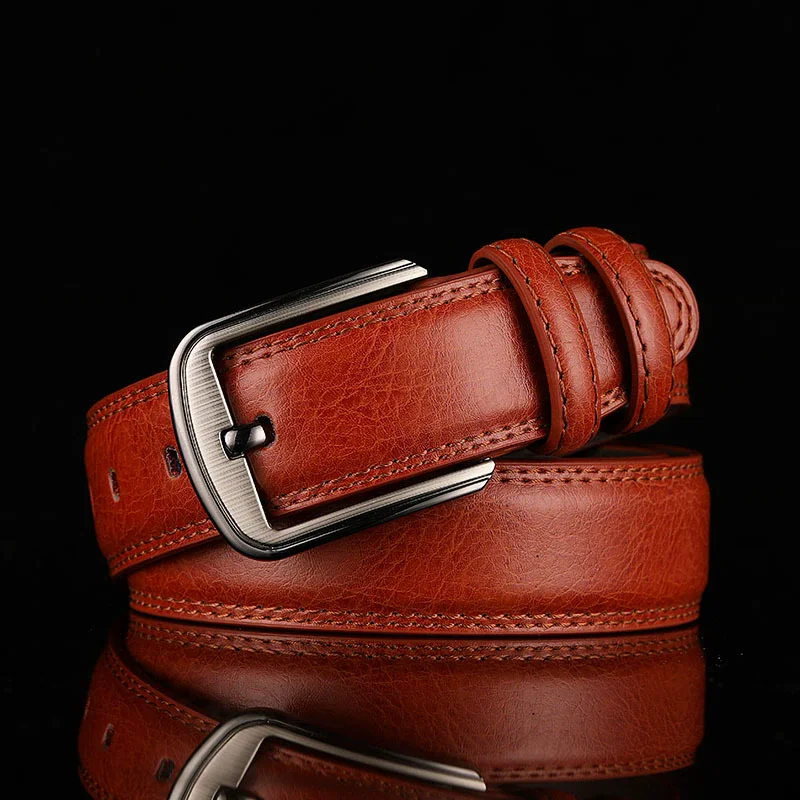 1Pc Deepeel 37mm Wide Leather Men's Belt Business Casual Pin Buckle Waist Belts 110-130cm Man Waistband for Jeans Pants