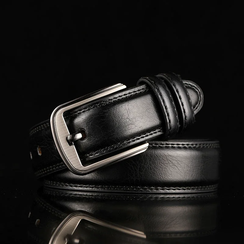 1Pc Deepeel 37mm Wide Leather Men's Belt Business Casual Pin Buckle Waist Belts 110-130cm Man Waistband for Jeans Pants