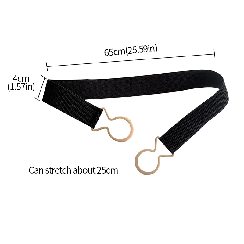 New Metal Round Buckle Wide Belt For Women Lady Retro JK Solid Color Elastic Skinny Waist Belts Fashion Dress Shirt Decor Strap