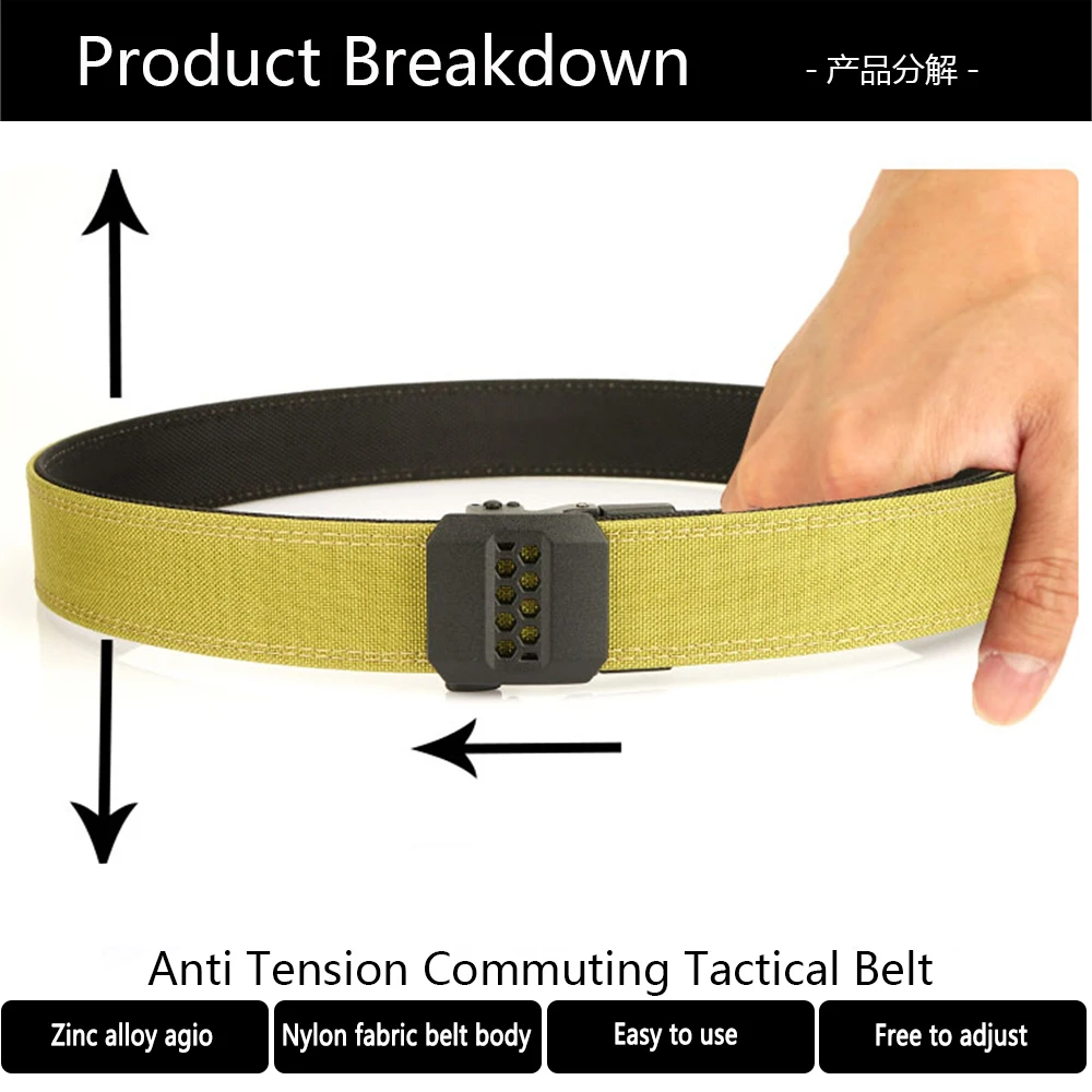 TUSHI New 140cm Military Gun Belt for Men Sturdy Nylon Metal Automatic Buckle Duty Tactical Belt Outdoor Girdle IPSC Accessories