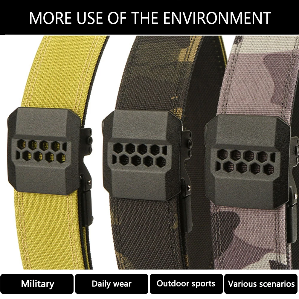 TUSHI New 140cm Military Gun Belt for Men Sturdy Nylon Metal Automatic Buckle Duty Tactical Belt Outdoor Girdle IPSC Accessories