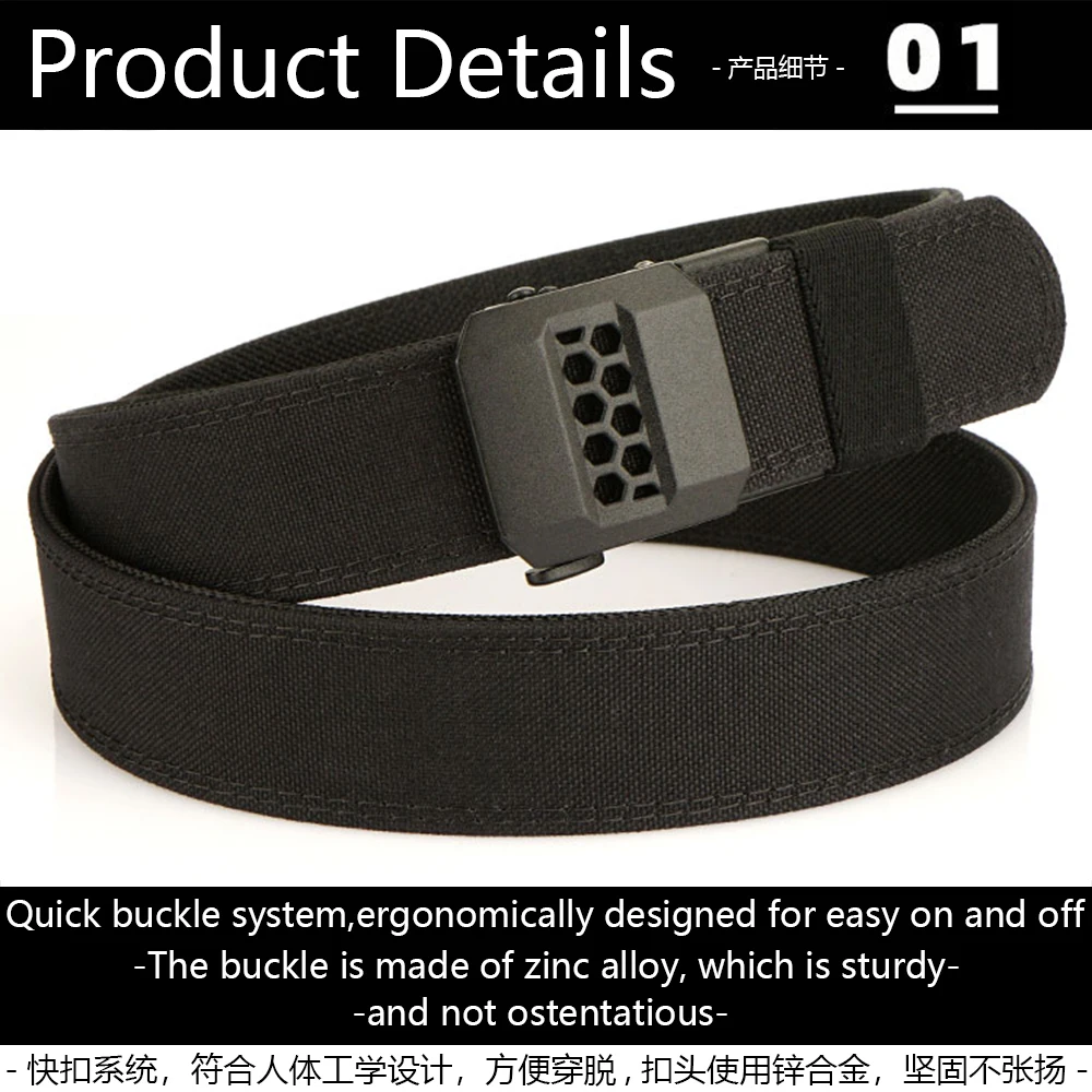 TUSHI New 140cm Military Gun Belt for Men Sturdy Nylon Metal Automatic Buckle Duty Tactical Belt Outdoor Girdle IPSC Accessories
