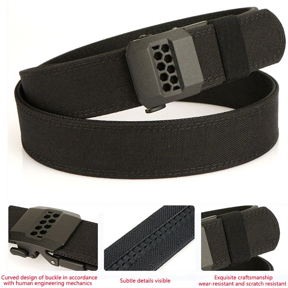 TUSHI New 140cm Military Gun Belt for Men Sturdy Nylon Metal Automatic Buckle Duty Tactical Belt Outdoor Girdle IPSC Accessories