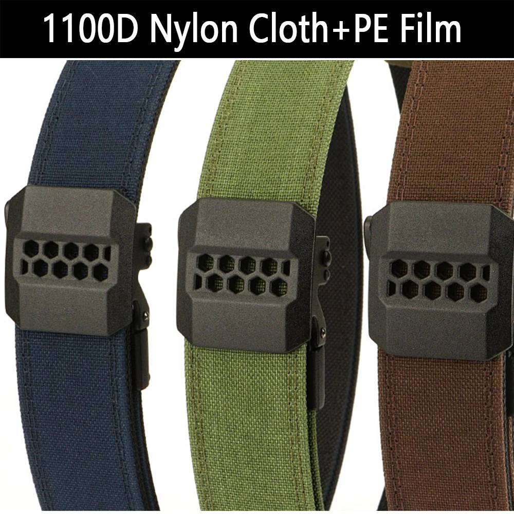 TUSHI New 140cm Military Gun Belt for Men Sturdy Nylon Metal Automatic Buckle Duty Tactical Belt Outdoor Girdle IPSC Accessories