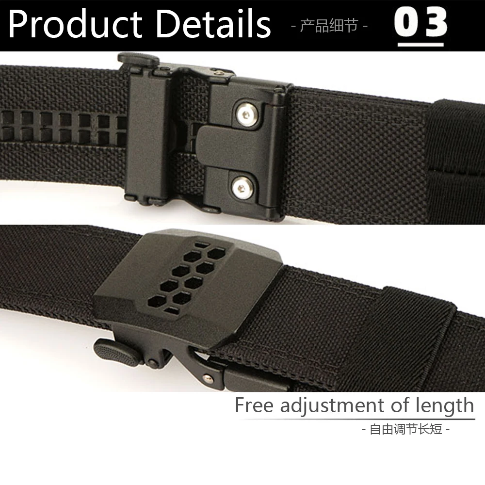 TUSHI New 140cm Military Gun Belt for Men Sturdy Nylon Metal Automatic Buckle Duty Tactical Belt Outdoor Girdle IPSC Accessories