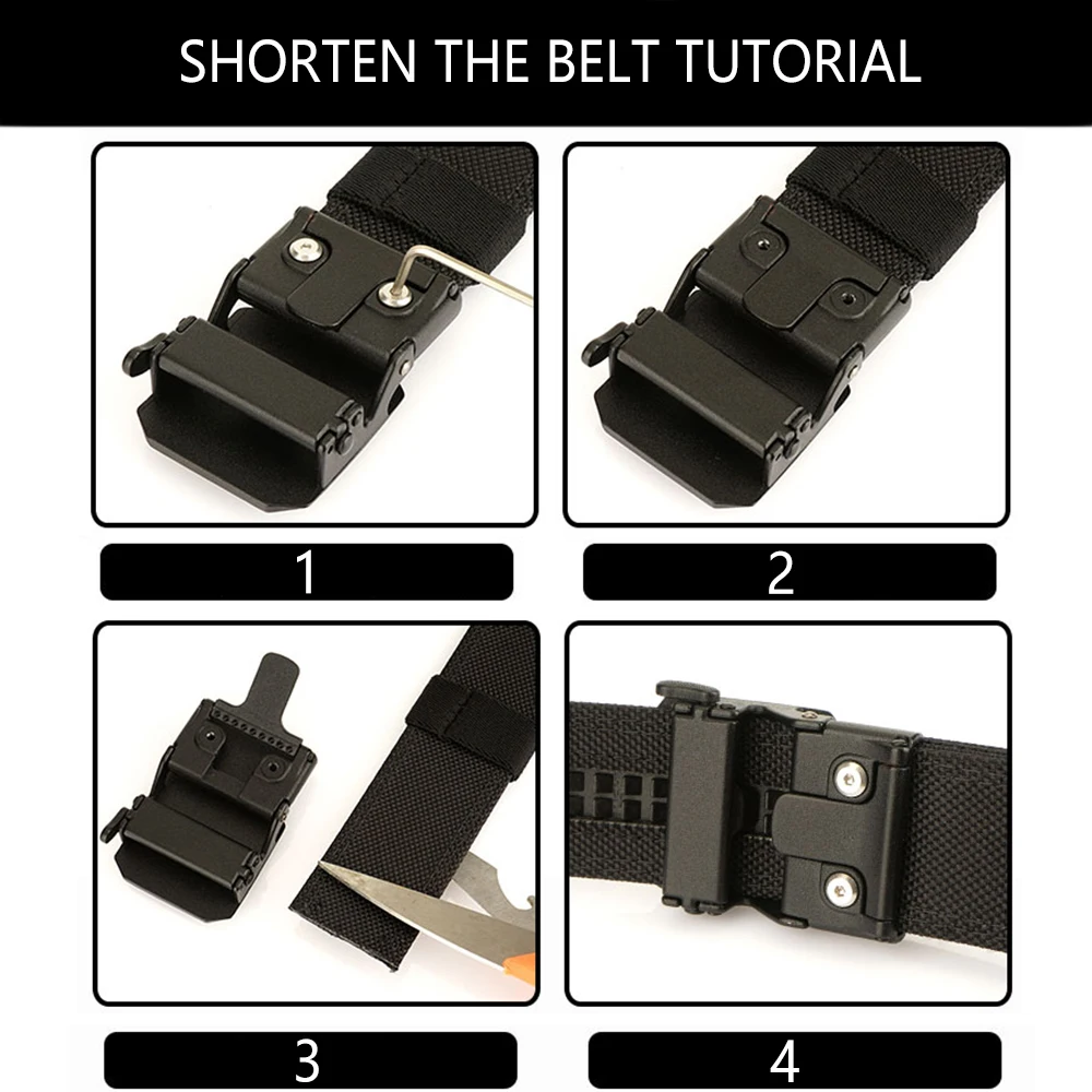 TUSHI New 140cm Military Gun Belt for Men Sturdy Nylon Metal Automatic Buckle Duty Tactical Belt Outdoor Girdle IPSC Accessories