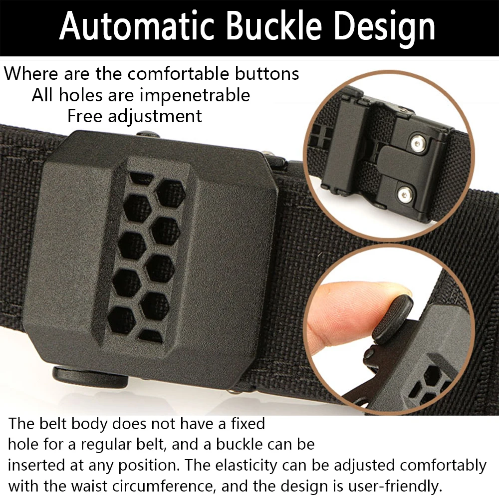 TUSHI New 140cm Military Gun Belt for Men Sturdy Nylon Metal Automatic Buckle Duty Tactical Belt Outdoor Girdle IPSC Accessories