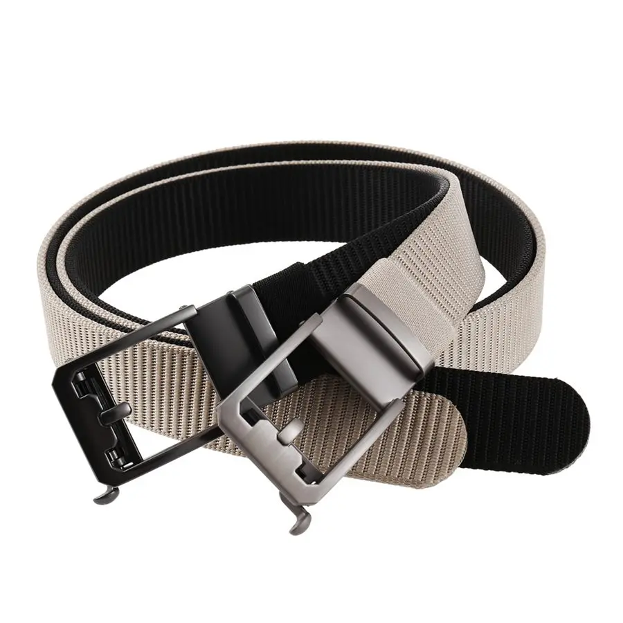 Men's Nylon Belt Toothless Buckle Male Waistband Width:3.4cm Black\Coffee\Blue\Beige \Green Length:110-120cm