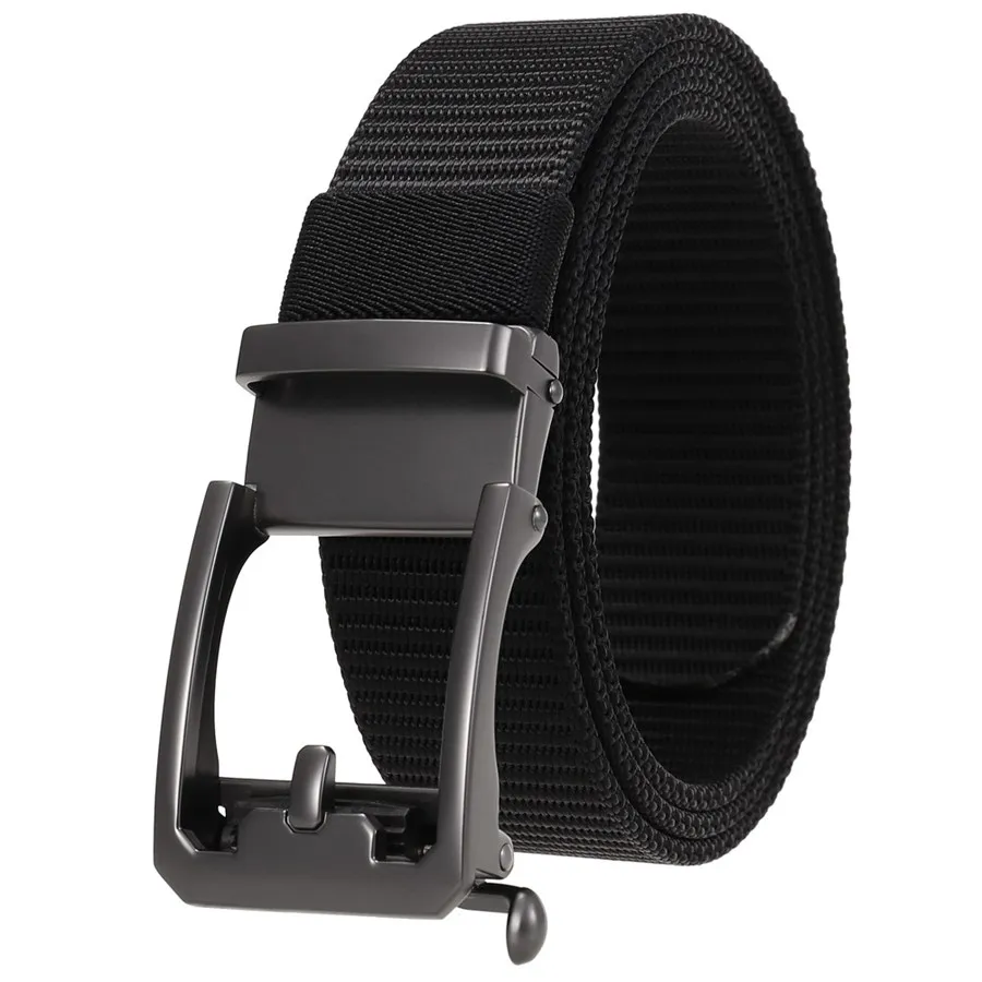 Men's Nylon Belt Toothless Buckle Male Waistband Width:3.4cm Black\Coffee\Blue\Beige \Green Length:110-120cm