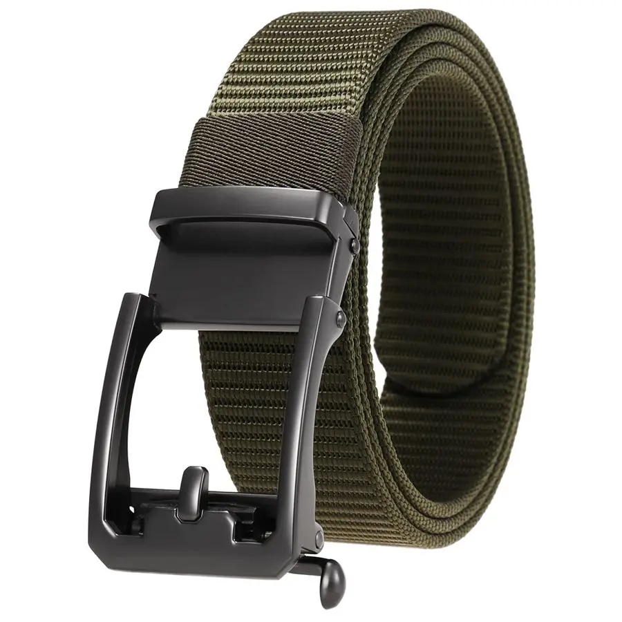 Men's Nylon Belt Toothless Buckle Male Waistband Width:3.4cm Black\Coffee\Blue\Beige \Green Length:110-120cm