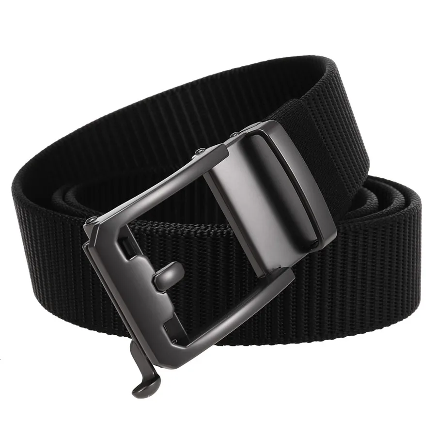Men's Nylon Belt Toothless Buckle Male Waistband Width:3.4cm Black\Coffee\Blue\Beige \Green Length:110-120cm