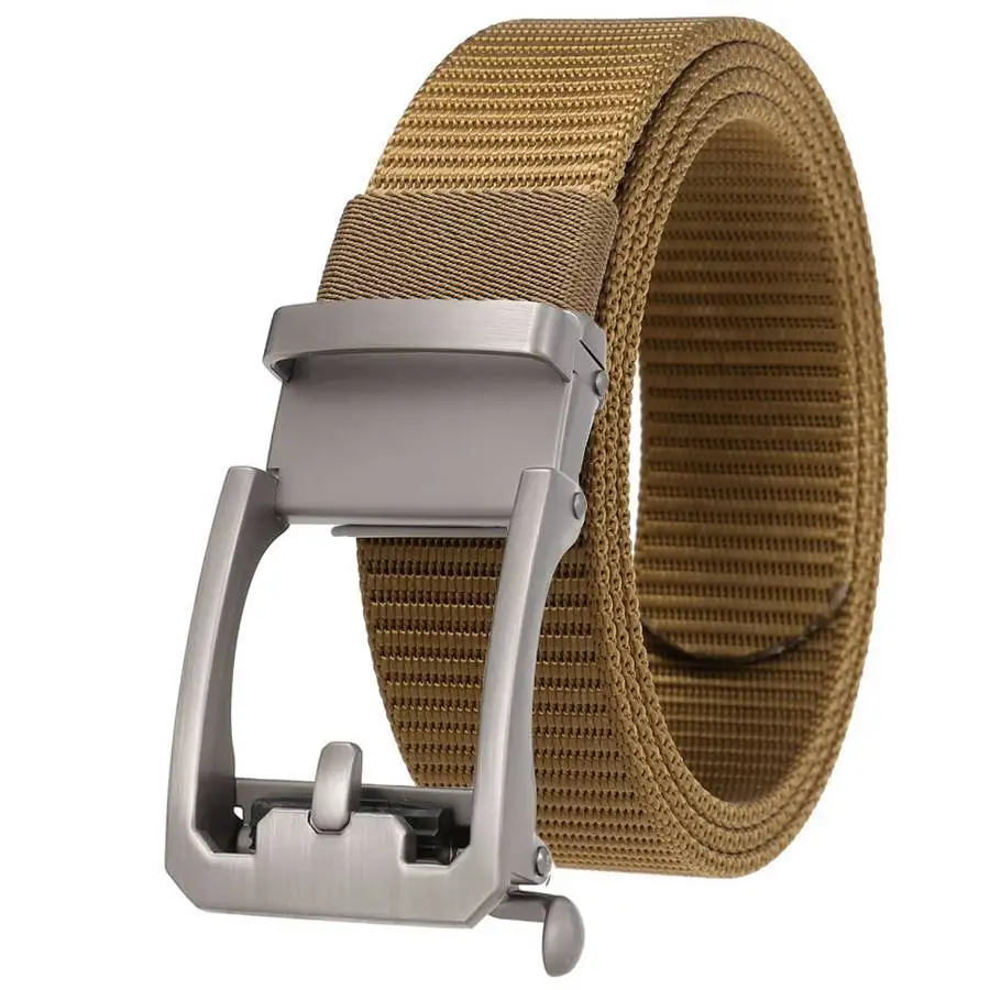 Men's Nylon Belt Toothless Buckle Male Waistband Width:3.4cm Black\Coffee\Blue\Beige \Green Length:110-120cm