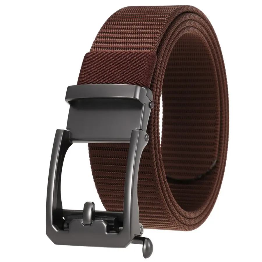 Men's Nylon Belt Toothless Buckle Male Waistband Width:3.4cm Black\Coffee\Blue\Beige \Green Length:110-120cm
