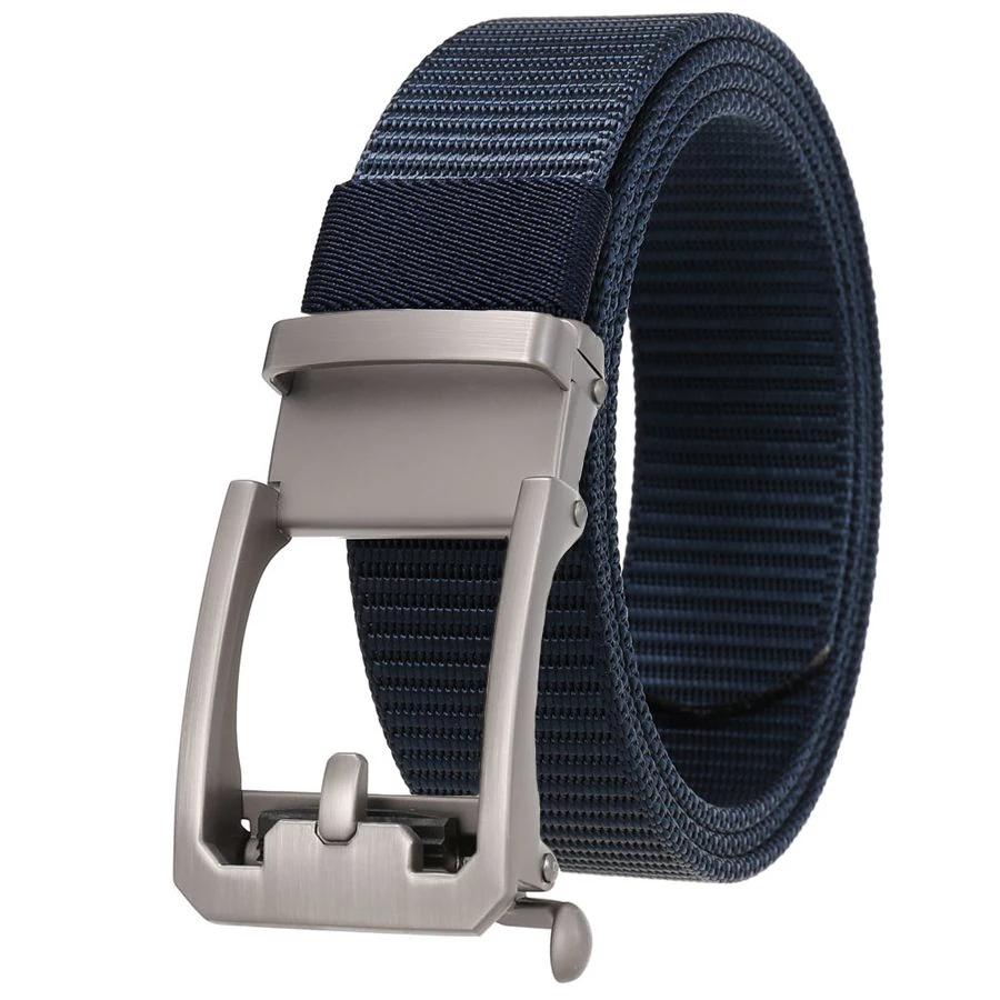 Men's Nylon Belt Toothless Buckle Male Waistband Width:3.4cm Black\Coffee\Blue\Beige \Green Length:110-120cm