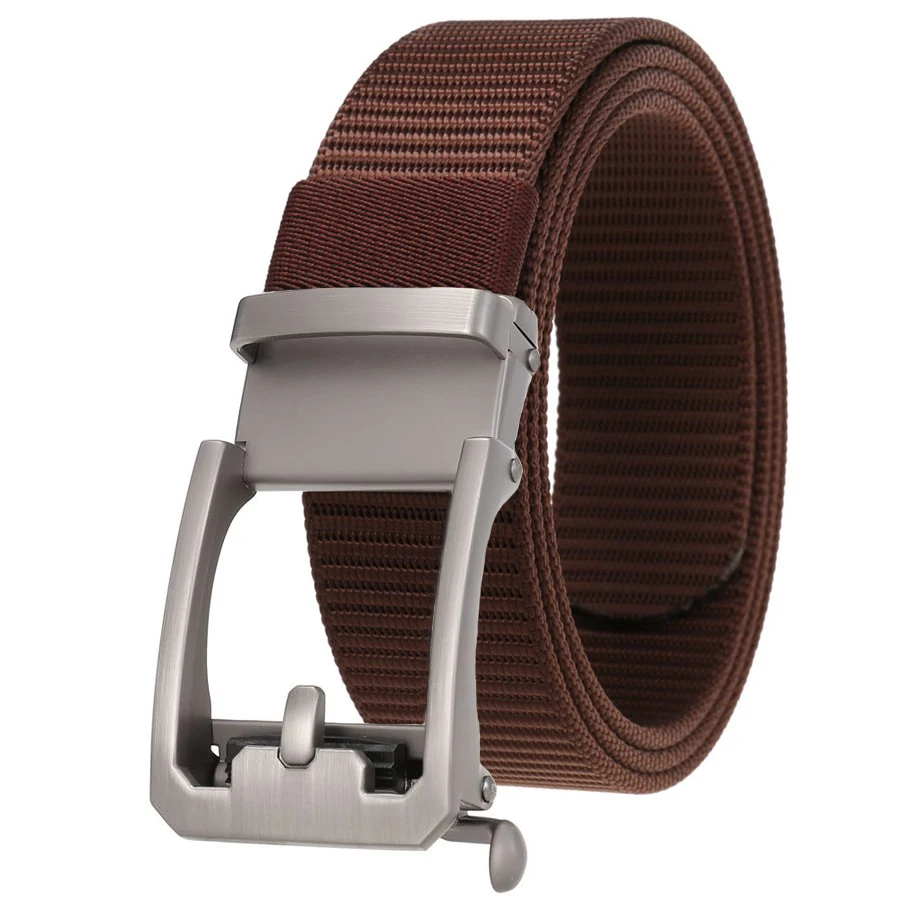 Men's Nylon Belt Toothless Buckle Male Waistband Width:3.4cm Black\Coffee\Blue\Beige \Green Length:110-120cm