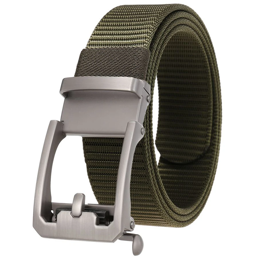 Men's Nylon Belt Toothless Buckle Male Waistband Width:3.4cm Black\Coffee\Blue\Beige \Green Length:110-120cm