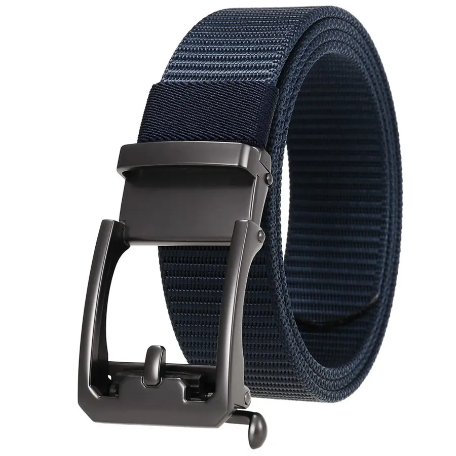 Men's Nylon Belt Toothless Buckle Male Waistband Width:3.4cm Black\Coffee\Blue\Beige \Green Length:110-120cm