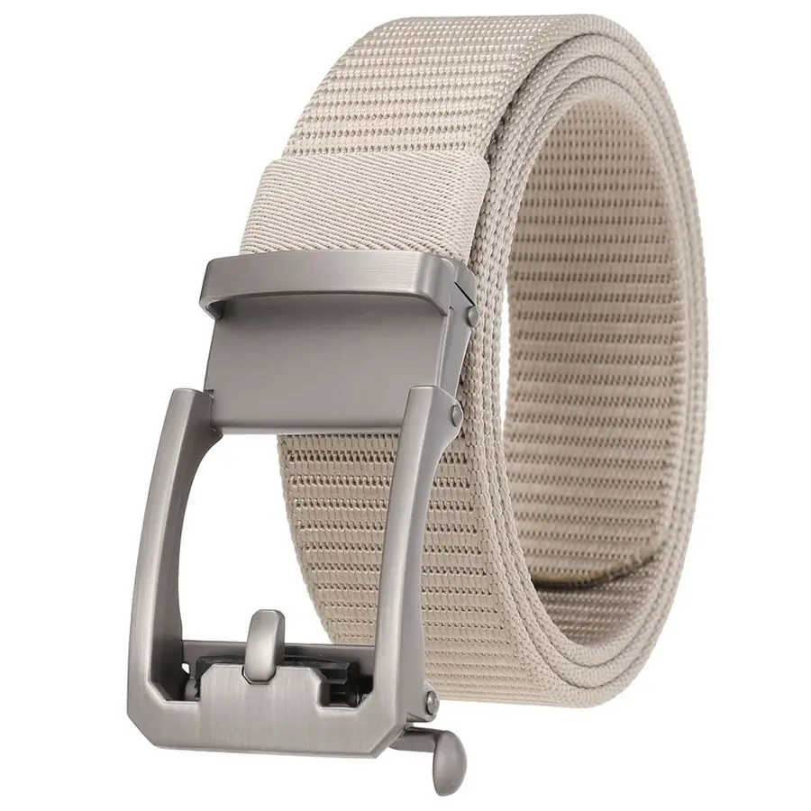 Men's Nylon Belt Toothless Buckle Male Waistband Width:3.4cm Black\Coffee\Blue\Beige \Green Length:110-120cm