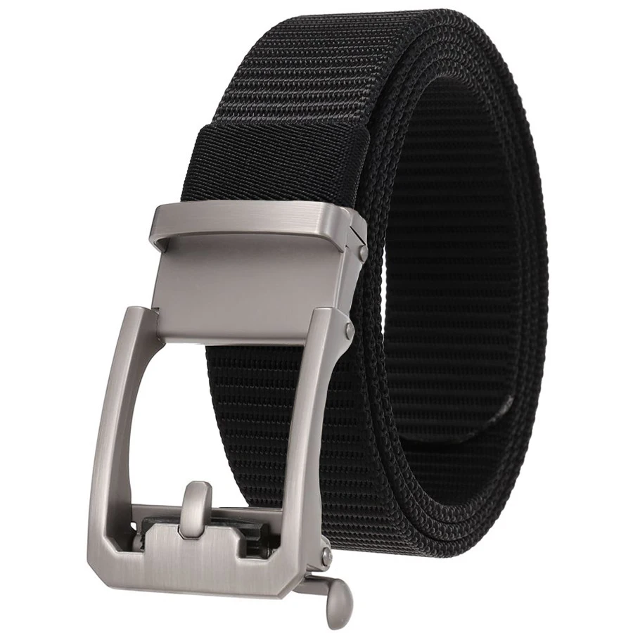 Men's Nylon Belt Toothless Buckle Male Waistband Width:3.4cm Black\Coffee\Blue\Beige \Green Length:110-120cm