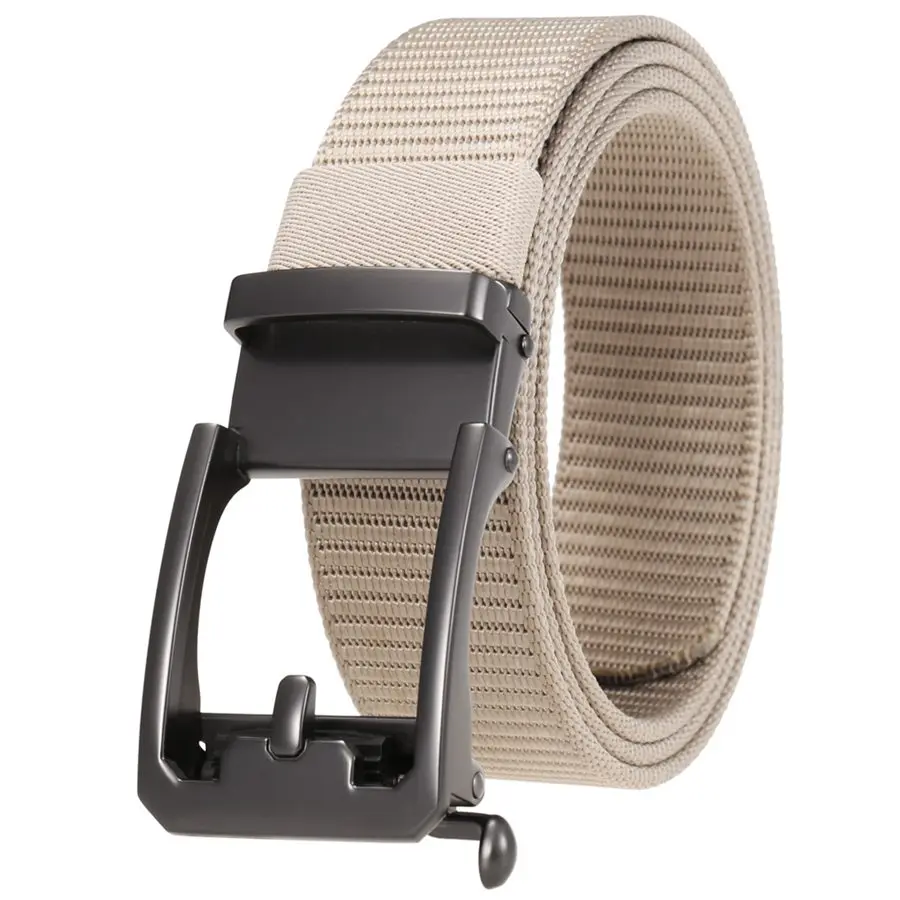 Men's Nylon Belt Toothless Buckle Male Waistband Width:3.4cm Black\Coffee\Blue\Beige \Green Length:110-120cm