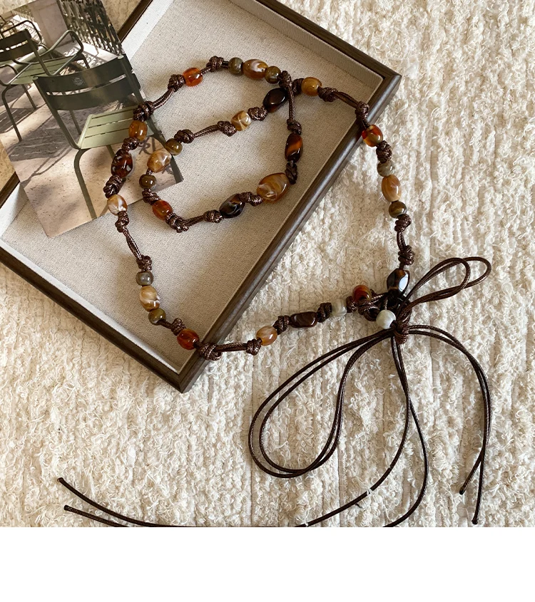 Retro Bohemian Style Woven Bead Waist Rope For Women With Skirts And Jeans Thin Waist Belt