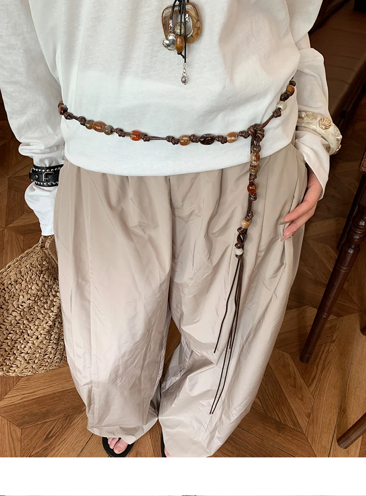 Retro Bohemian Style Woven Bead Waist Rope For Women With Skirts And Jeans Thin Waist Belt