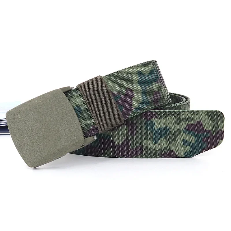 3.8X120cm Automatic Buckle Nylon Belt Male Army Green Camouflage Tactical Belt Mens Waist Canvas Belts Cummerbunds Women Strap