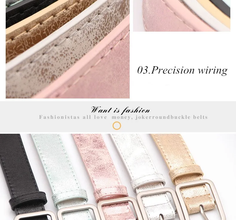 105cm Women's Korean Wild Belt Alloy pin buckle PU belt Ladies belt women belt Alloy square buckle