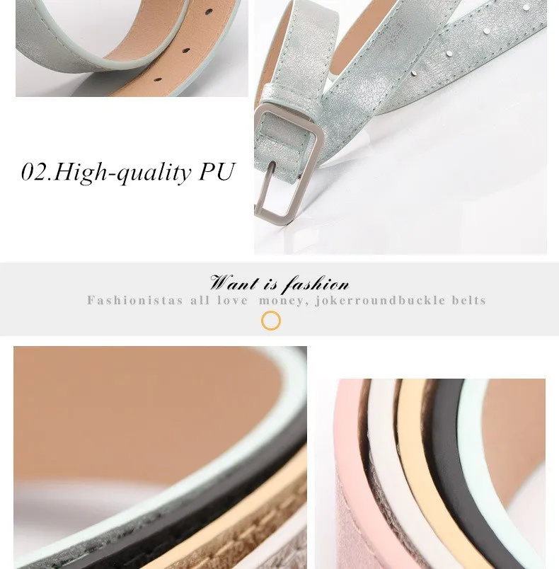 105cm Women's Korean Wild Belt Alloy pin buckle PU belt Ladies belt women belt Alloy square buckle