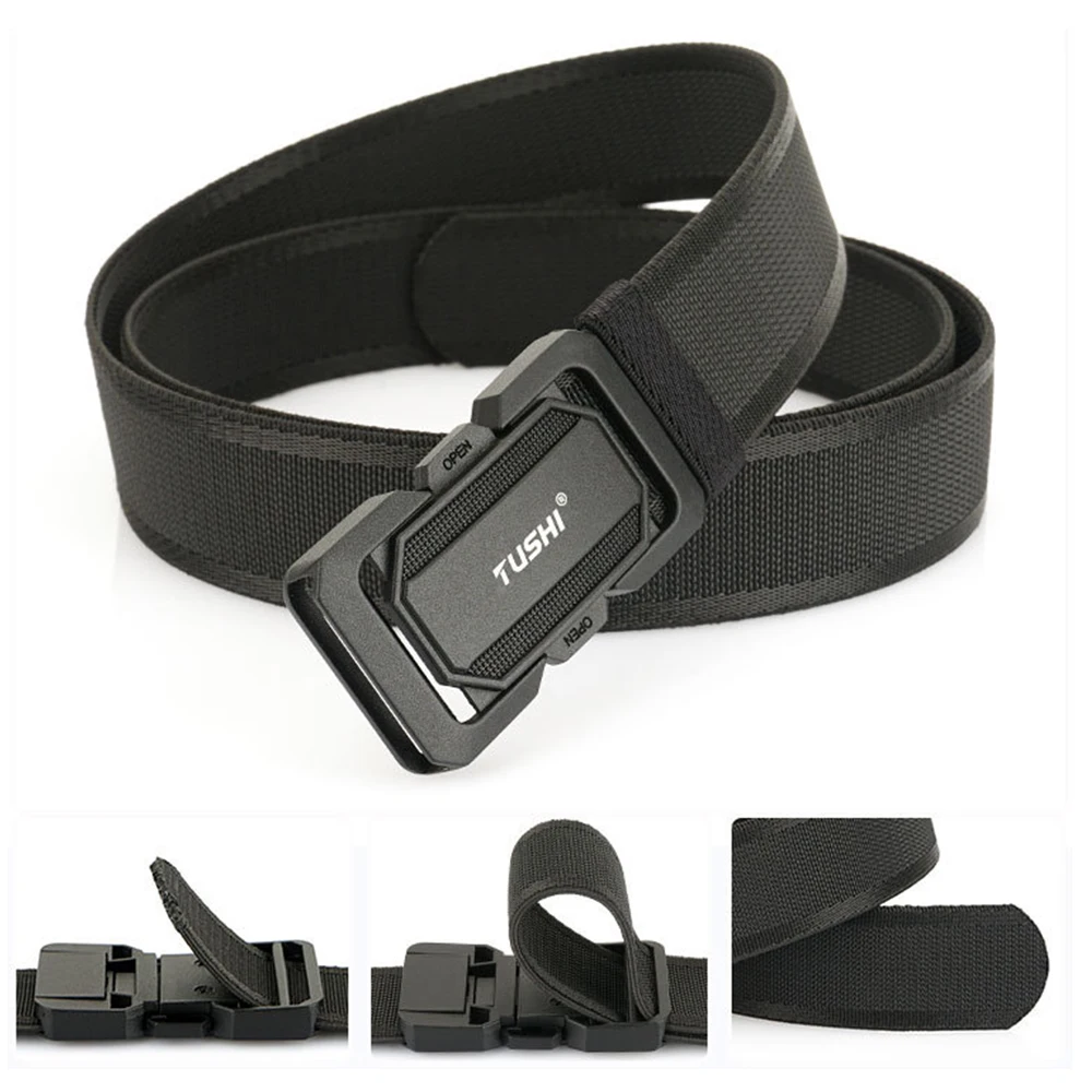 TUSHI Official Genuine Military Belt Elastic Belt for Men Alloy Buckle Quick Release Tactical Belt Stretch Girdles Male
