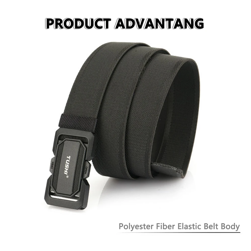 TUSHI Official Genuine Military Belt Elastic Belt for Men Alloy Buckle Quick Release Tactical Belt Stretch Girdles Male