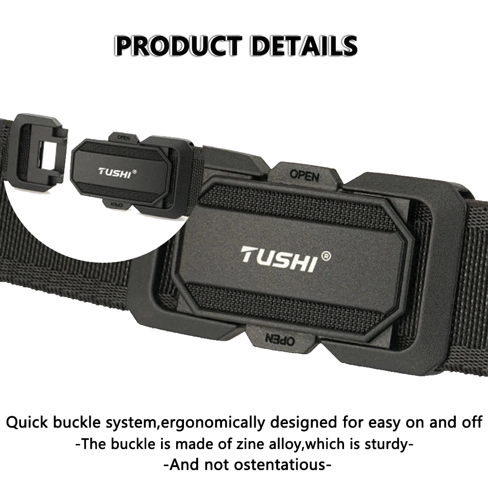 TUSHI Official Genuine Military Belt Elastic Belt for Men Alloy Buckle Quick Release Tactical Belt Stretch Girdles Male