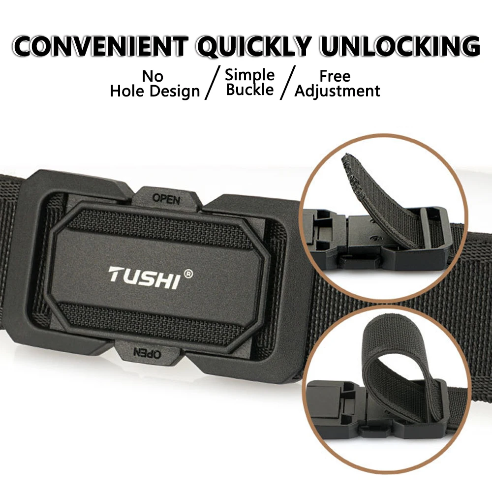 TUSHI Official Genuine Military Belt Elastic Belt for Men Alloy Buckle Quick Release Tactical Belt Stretch Girdles Male