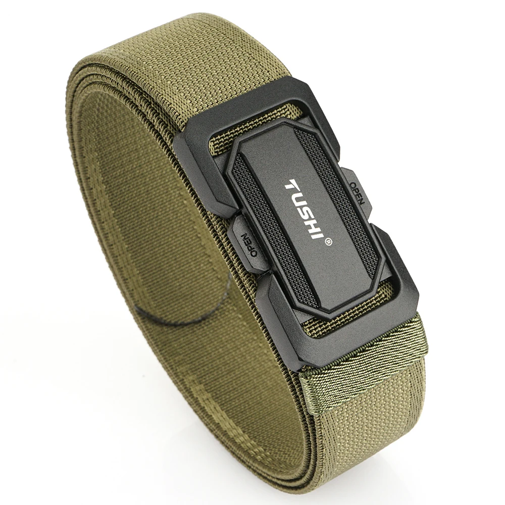 TUSHI Official Genuine Military Belt Elastic Belt for Men Alloy Buckle Quick Release Tactical Belt Stretch Girdles Male