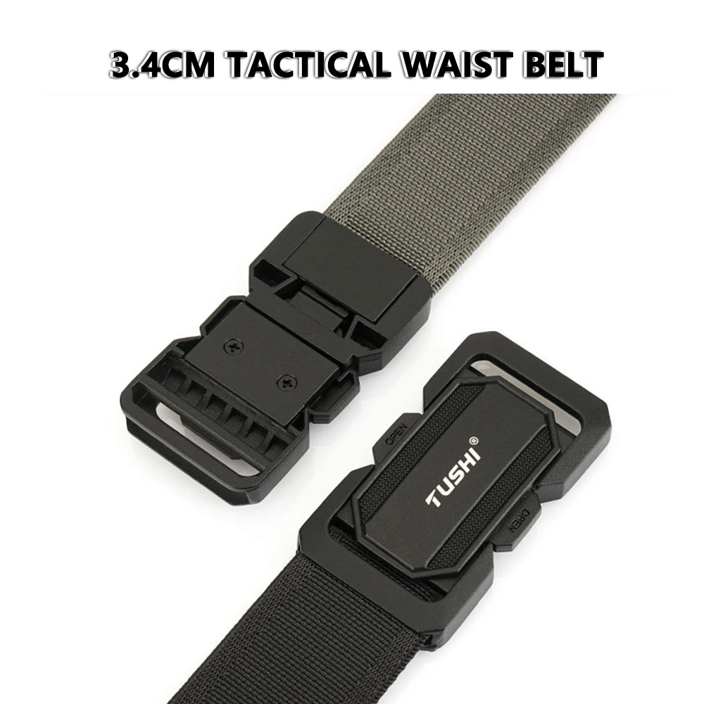 TUSHI Official Genuine Military Belt Elastic Belt for Men Alloy Buckle Quick Release Tactical Belt Stretch Girdles Male