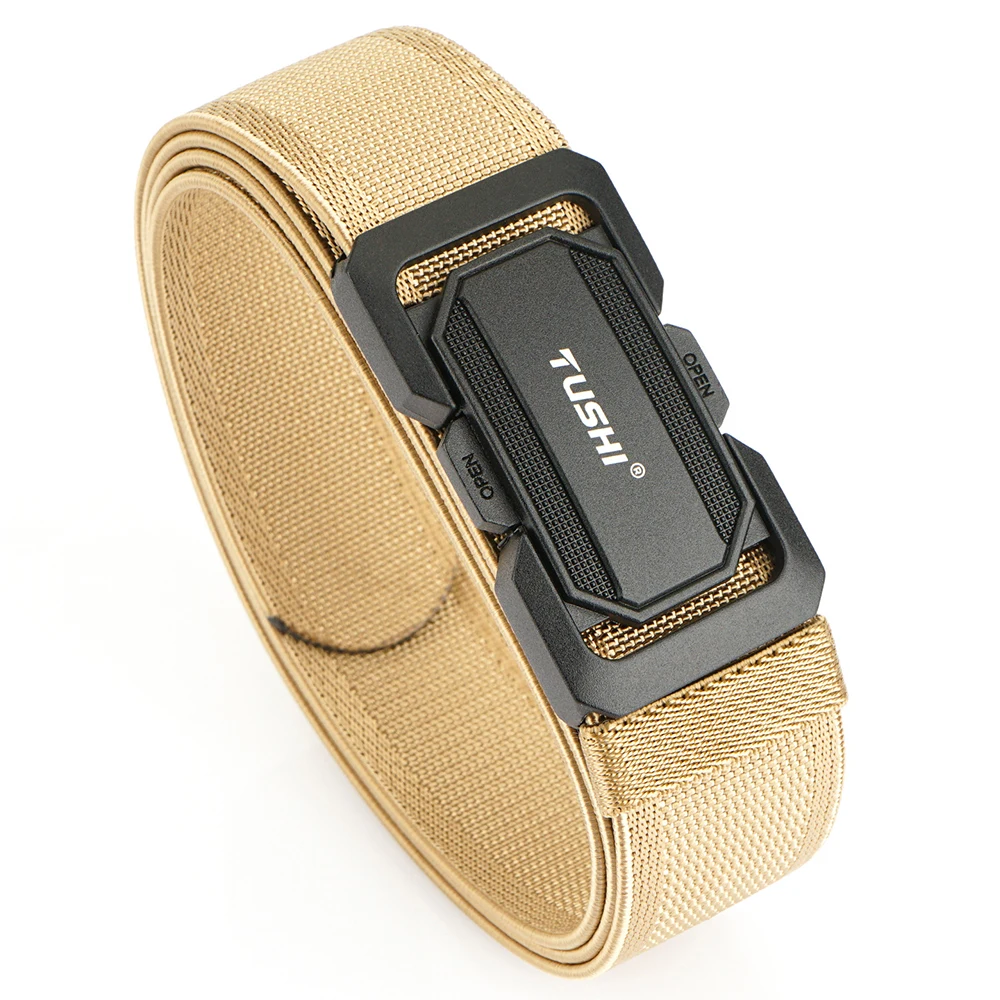TUSHI Official Genuine Military Belt Elastic Belt for Men Alloy Buckle Quick Release Tactical Belt Stretch Girdles Male